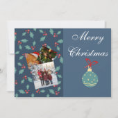 Custom Christmas Photo Card with Family & Cat  サンキューカード (正面)