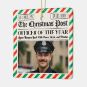 Custom Christmas Police Gift for Officer Newspaper セラミックオーナメント (左)