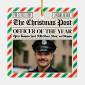 Custom Christmas Police Gift for Officer Newspaper セラミックオーナメント (裏面)