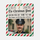 Custom Christmas Police Gift for Officer Newspaper セラミックオーナメント (左)