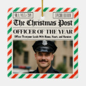 Custom Christmas Police Gift for Officer Newspaper セラミックオーナメント (裏面)