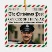 Custom Christmas Police Gift for Officer Newspaper セラミックオーナメント (正面)
