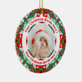 Custom Christmas Red Green Family Photo Gift セラミックオーナメント (右)