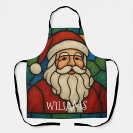 Custom Christmas Santa Art Deco Stained Glass エプロン