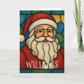Custom Christmas Santa Art Deco Stained Glass カード (正面)