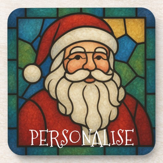 Custom Christmas Santa Art Deco Stained Glass コースター (正面)