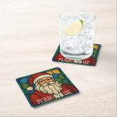 Custom Christmas Santa Art Deco Stained Glass スクエアペーパーコースター (インサイチュ)