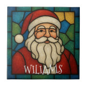Custom Christmas Santa Art Deco Stained Glass タイル (正面)