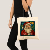 Custom Christmas Santa Art Deco Stained Glass トートバッグ (正面(商品))