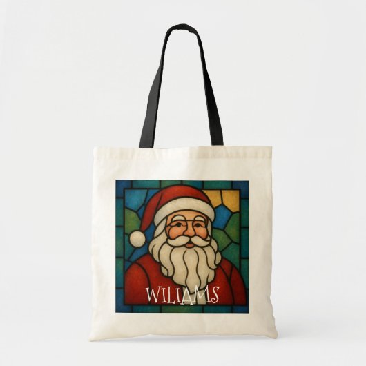Custom Christmas Santa Art Deco Stained Glass トートバッグ (正面)