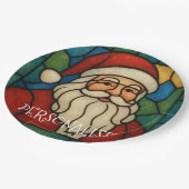 Custom Christmas Santa Art Deco Stained Glass ペーパープレート (アングル)