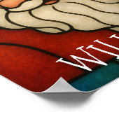 Custom Christmas Santa Art Deco Stained Glass ポスター (角)