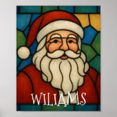 Custom Christmas Santa Art Deco Stained Glass ポスター (正面)