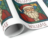 Custom Christmas Santa Art Deco Stained Glass ラッピングペーパー (ロールコーナー)