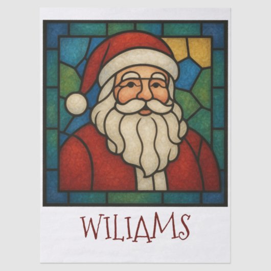 Custom Christmas Santa Art Deco Stained Glass 薄葉紙 (正面)