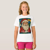 Custom Christmas Santa Art Deco Stained Glass Tシャツ (正面フル)