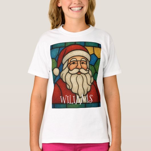Custom Christmas Santa Art Deco Stained Glass Tシャツ (正面)