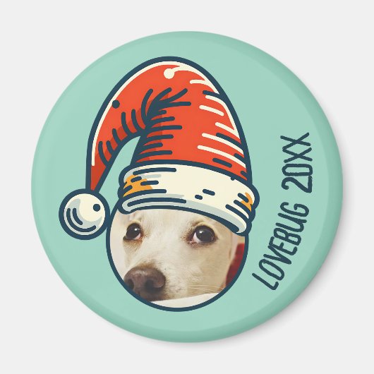 Custom Christmas Santa Personalized Pet Photo マグネット (正面)