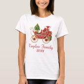 Custom Christmas Sleigh Embroidery Effect Tシャツ (正面)