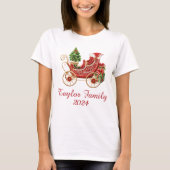 Custom Christmas Sleigh Embroidery Effect Tシャツ (正面)