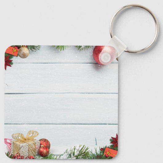 Custom Christmas Square Metal Keychain キーホルダー (裏面)