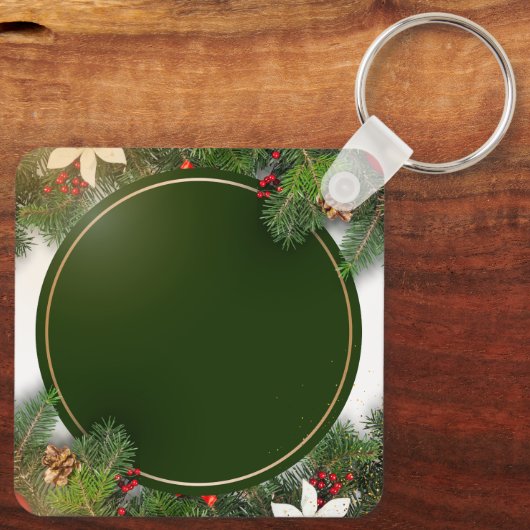 Custom Christmas Square Metal Keychain キーホルダー (裏面)