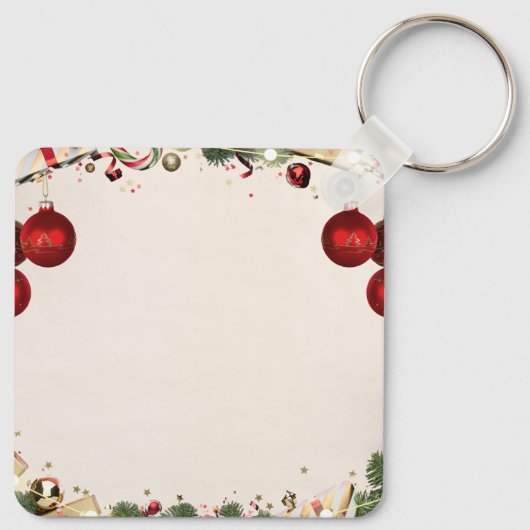 Custom Christmas Square Metal Keychain キーホルダー (裏面)