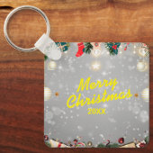 Custom Christmas Square Metal Keychain キーホルダー (正面)