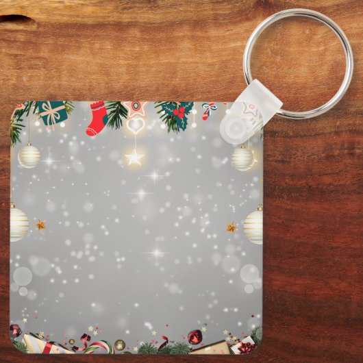 Custom Christmas Square Metal Keychain キーホルダー (裏面)