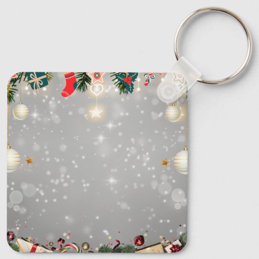 Custom Christmas Square Metal Keychain キーホルダー (裏面)
