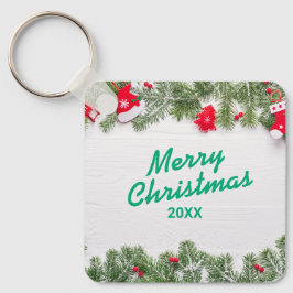 Custom Christmas Square Metal Keychain キーホルダー