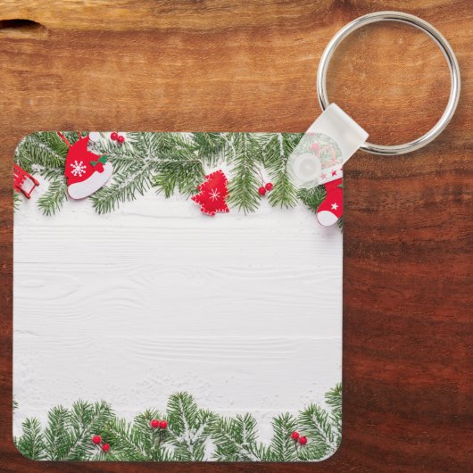 Custom Christmas Square Metal Keychain キーホルダー (裏面)