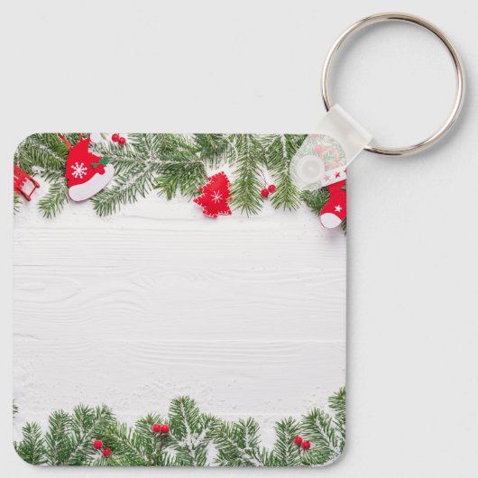 Custom Christmas Square Metal Keychain キーホルダー (裏面)