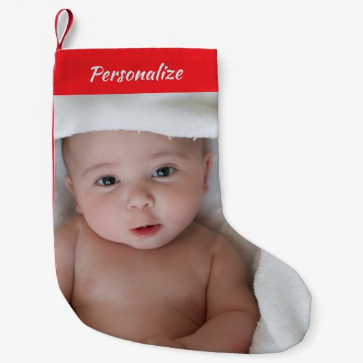 Custom Christmas Stocking Replaceable Photo スモールクリスマスストッキング (正面)