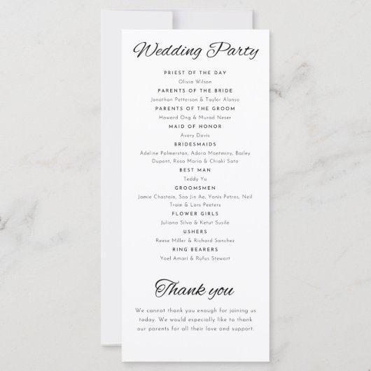 Custom Christmas theme wedding program (裏面)