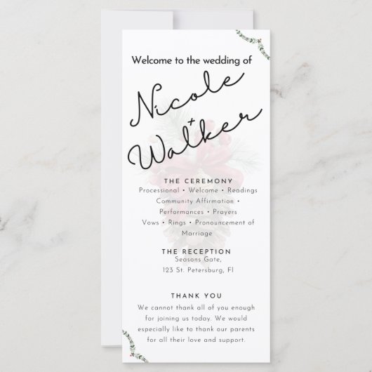 Custom Christmas theme wedding program (正面)