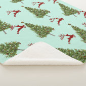 Custom Christmas Tree & Reindeer Cozy Holiday Gift シェルパブランケット (3/4)