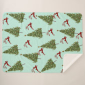 Custom Christmas Tree & Reindeer Cozy Holiday Gift シェルパブランケット (正面(横))