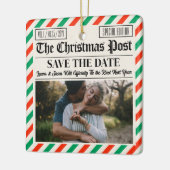 Custom Christmas Wedding Announcement Newspaper セラミックオーナメント (左)
