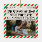 Custom Christmas Wedding Announcement Newspaper セラミックオーナメント (裏面)
