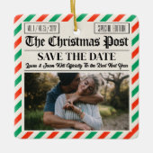 Custom Christmas Wedding Announcement Newspaper セラミックオーナメント (正面)