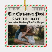 Custom Christmas Wedding Announcement Newspaper セラミックオーナメント (正面)