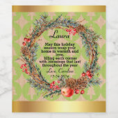 Custom Christmas Wine Labels green Laura ワインラベル (シングルラベル)