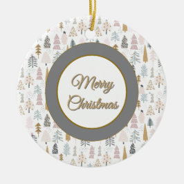 Custom, Christmas Winter Trees Rustic セラミックオーナメント