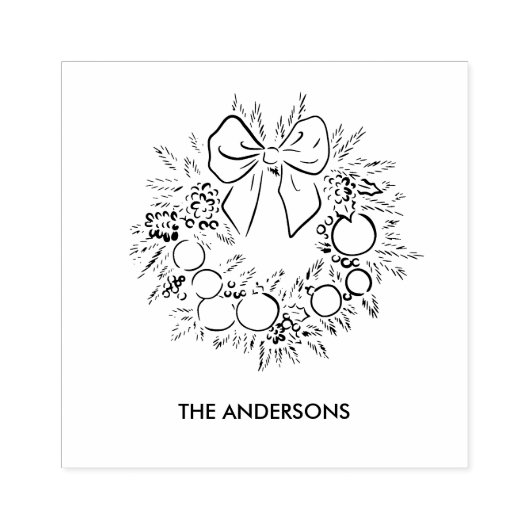 Custom Christmas Wreath ラバースタンプ (インプリント)