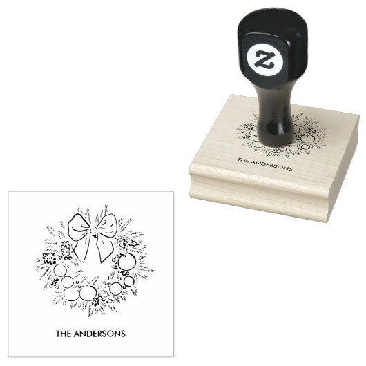 Custom Christmas Wreath ラバースタンプ (押印)