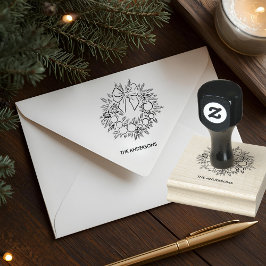 Custom Christmas Wreath ラバースタンプ