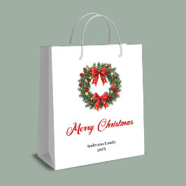 Custom Christmas wreath bag with elegant design  ミディアムペーパーバッグ
