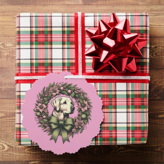Custom Christmas Yellow Labrador Wreath オーナメントカード (インサイチュ (ギフト))