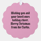 Custom Christmas Yellow Labrador Wreath オーナメントカード (裏面)